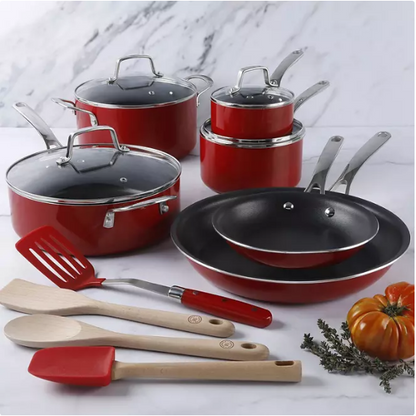 Martha Stewart 14-Piece Nonstick Aluminum Cookware Set (Assorted Colors)