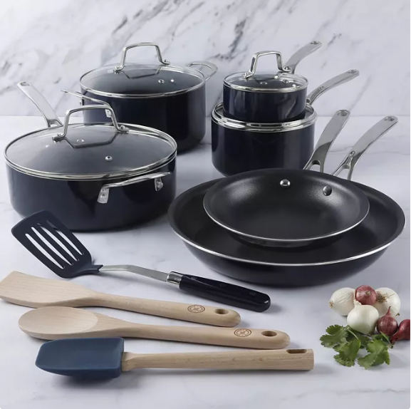 Martha Stewart 14-Piece Nonstick Aluminum Cookware Set (Assorted Colors)