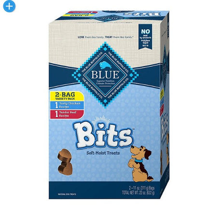 Blue Buffalo Blue Bits Soft-Moist Training Treats, Tasty Chicken Recipe & Tender Beef Recipe (11 oz., 2 ct.)