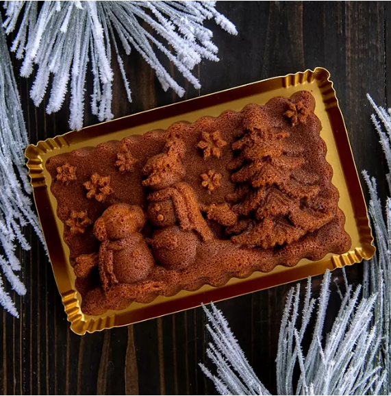 Nordic Ware Holiday Loaf Bundle: Winter Wonderland Loaf Pan, Loaf Keeper and Salted Caramel Quick Bread Mix