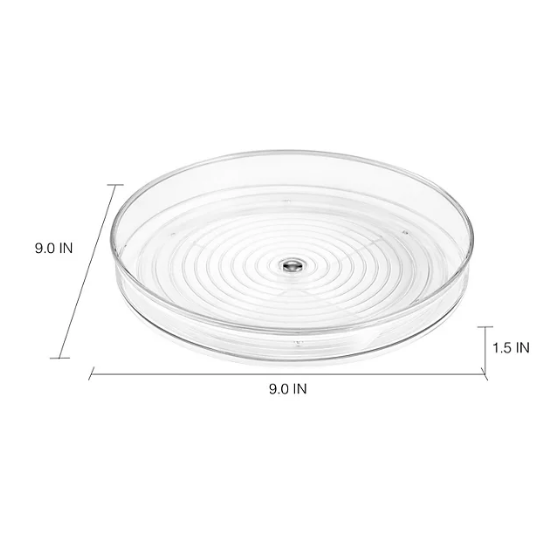 iDesign 2-Piece Set of 9" Clear Turntable Lazy Susan Organizers