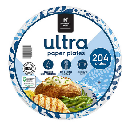 Member's Mark Ultra Dinner Paper Plates (10", 204 ct.)