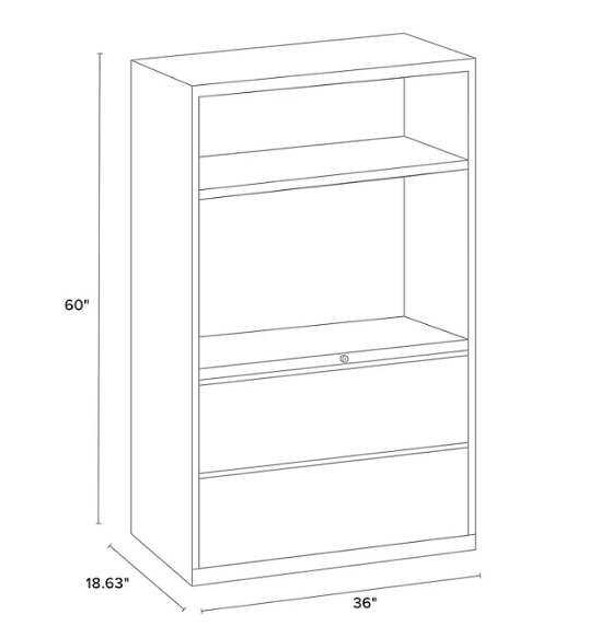 Hirsh 36" Wide 3 Drawer Lateral Combo File Cabinet, Black