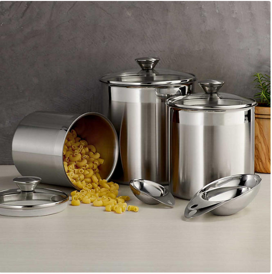 Tramontina 6 Pc Stainless Steel Covered Canister Set with Measuring Scoops