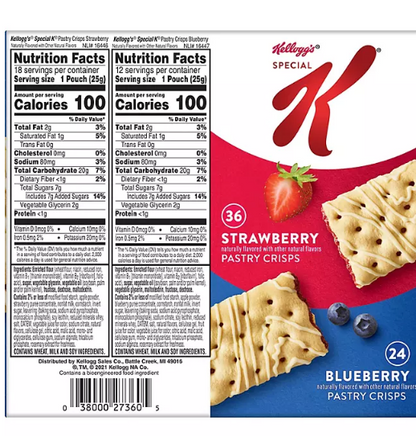 Kellogg's Special K Pastry Crisps, Strawberry and Blueberry (60 ct.)