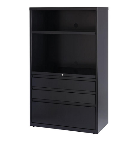 Hirsh 36" Wide 3 Drawer Lateral Combo File Cabinet, Black