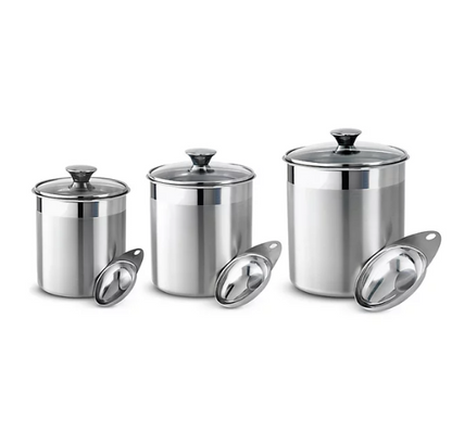 Tramontina 6 Pc Stainless Steel Covered Canister Set with Measuring Scoops