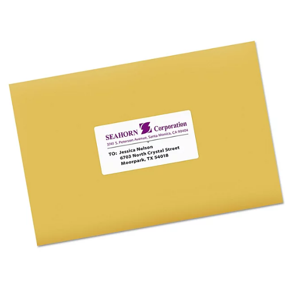 Avery White Shipping Labels-Bulk Packs, Inkjet/Laser Printers, 2 x 4, White, 10/Sheet, 250 Sheets/Box