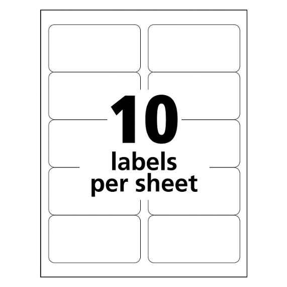 Avery White Shipping Labels-Bulk Packs, Inkjet/Laser Printers, 2 x 4, White, 10/Sheet, 250 Sheets/Box