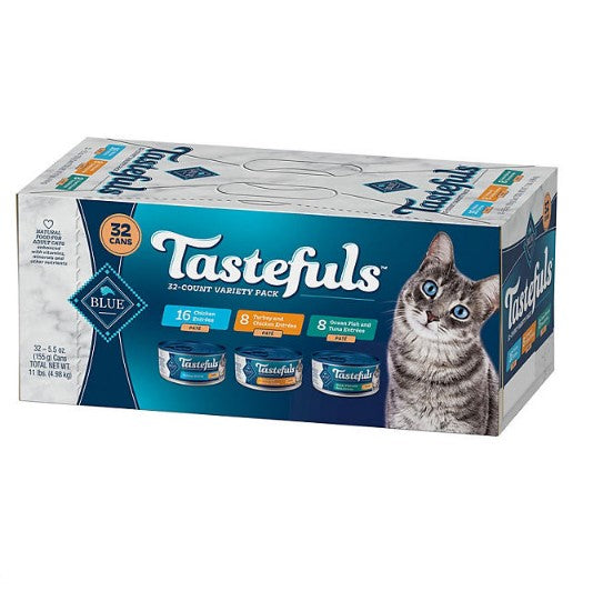 Blue Buffalo Tastefuls Pate Wet Cat Food, Variety Pack (5.5 oz., 32 ct.)