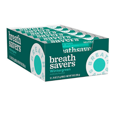 BREATH SAVERS Wintergreen Rings, Individually Wrapped Sugar Free Breath Mints Rolls (0.75 oz., 24 ct.)