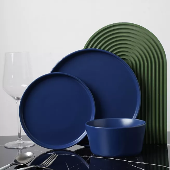 Stone Lain 24-Piece Modern Ledge Stoneware Dinnerware Set (Assorted Colors)