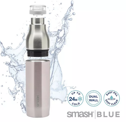 Smash Stainless Steel Twin Dual Wall Bottles, 16.9 fl. oz. Bottle and 16 fl. oz. Flask (Assorted Colors)