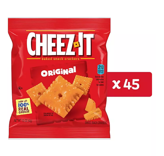 Cheez-It Baked Snack Cheese Crackers, Original (67.5 oz. box , 45 ct.)