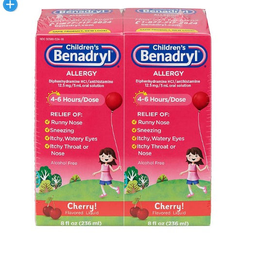 Children's Benadryl Antihistamine Allergy Liquid, Cherry (8 fl. oz., 2 pk.)