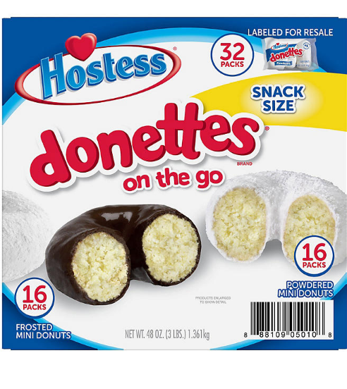 Hostess Mini Powdered Donettes and Frosted Chocolate Mini Donettes (1.5oz., 32pk.)