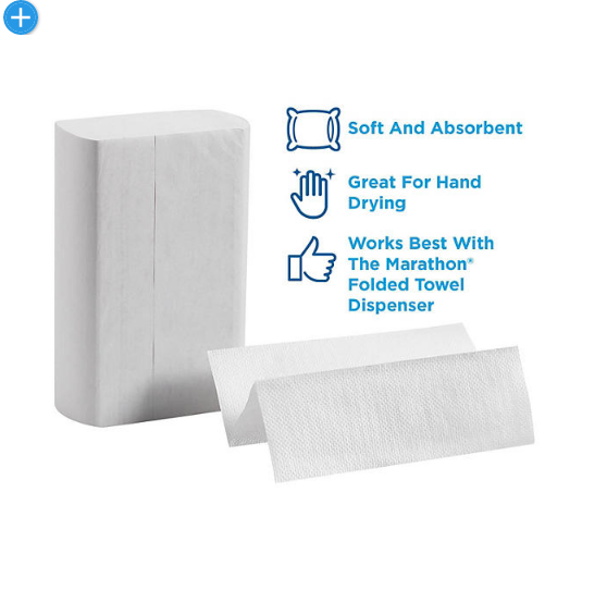 Marathon Multifold 1-Ply Paper Towels, White, 9.2" x 9.4" (250 towels/pk., 16 pks.)