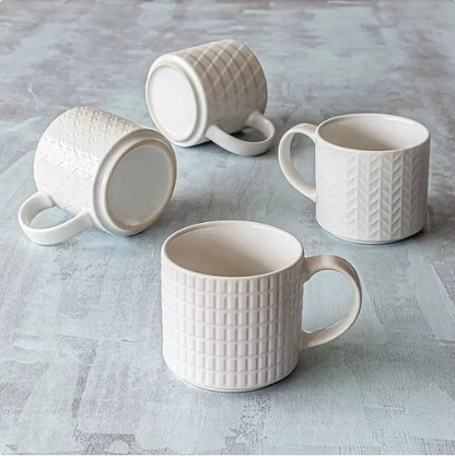 Over and Back 5-Piece Embossed Stackable Mug Set With Rack