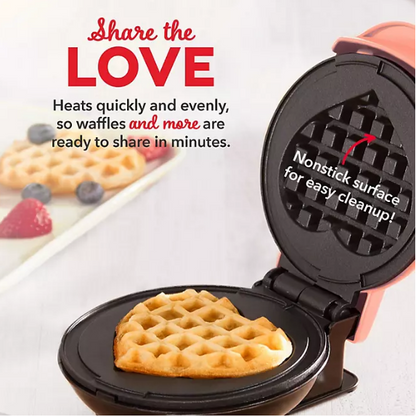 Dash Mini Maker 3-Pack Gift Set, Mini Waffle Maker + Mini Heart-Shaped Waffle Maker + Mini Maker Griddle