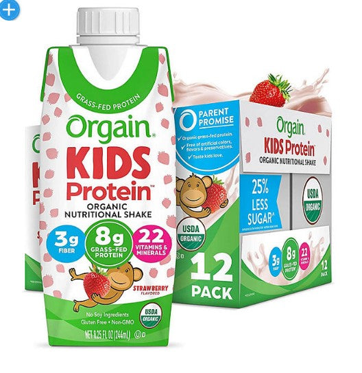 Orgain Kids Protein Organic Nutritional Shake, Strawberry (8.25 fl. oz., 12 pk.)