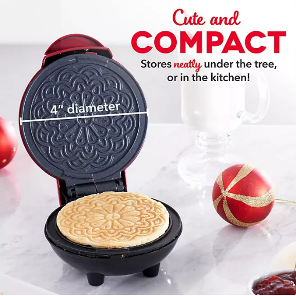 Dash Holiday Mini Waffle Makers Set of 4 (Heart, Snowman, Christmas Tree and Pizzelle)