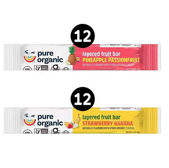 Pure Organic Layered Fruit Bars, Variety Pack (0.63 oz., 24 ct.)