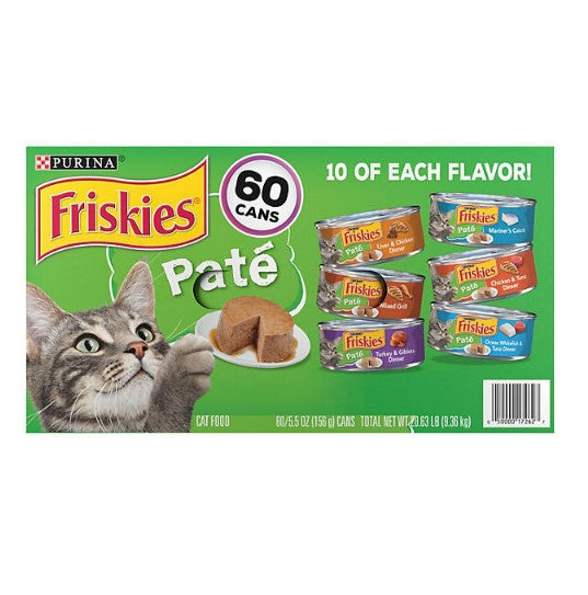 Purina Friskies Pate Wet Cat Food, Variety Pack (5.5 oz., 60 ct.)