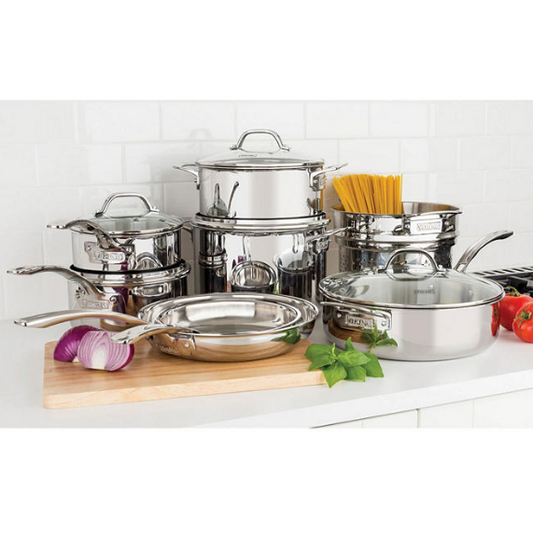 Viking 13-Piece Tri-Ply Stainless Steel Cookware Set with Glass Lids