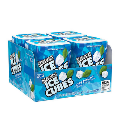 Ice Breakers Ice Cubes Peppermint With Cooling Crystals, Made with Xylitol Sugar Free Chewing Gum Cube Bottles (3.24 oz., 4 ct., 40 pcs.)