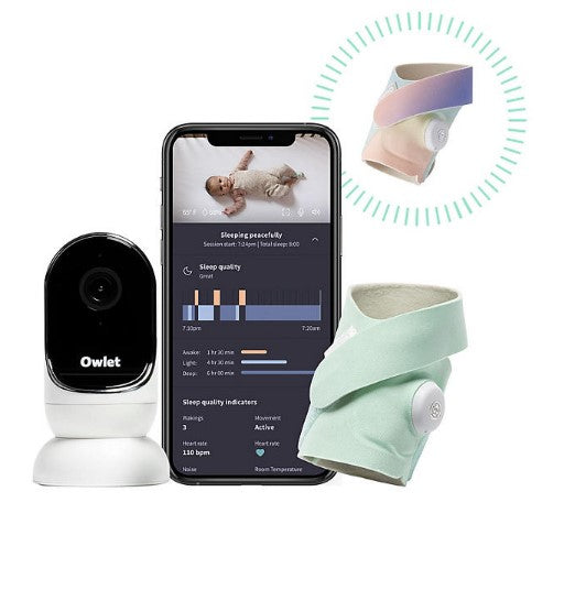 Owlet Dream Duo Dream Sock Baby Monitor and HD Camera PLUS Bonus Rainbow Fabric Sock