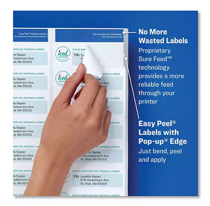 Avery Easy Peel Address Labels w/ Sure Feed Technology, Laser Printers, White, 250 Sheets/Pack