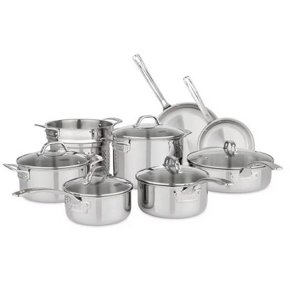 Viking 13-Piece Tri-Ply Stainless Steel Cookware Set with Glass Lids