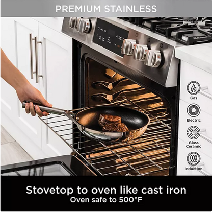 Ninja Foodi NeverStick Stainless 10-Piece Cookware Set w/Bonus 12-In. Fry Pan