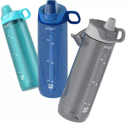 Pogo 32-oz Tritan Water Bottles, Assorted Colors (3 Pack)