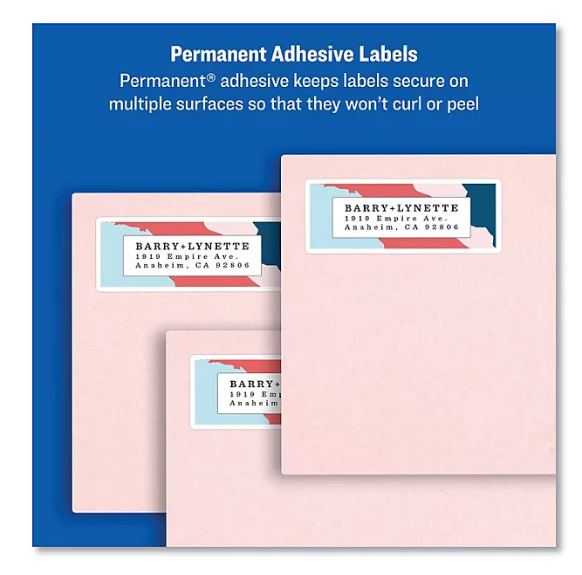 Avery Easy Peel Address Labels w/ Sure Feed Technology, Laser Printers, White, 250 Sheets/Pack