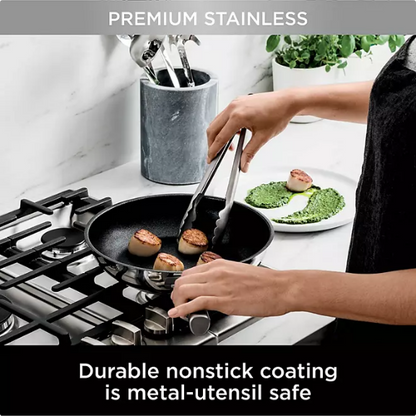 Ninja Foodi NeverStick Stainless 10-Piece Cookware Set w/Bonus 12-In. Fry Pan