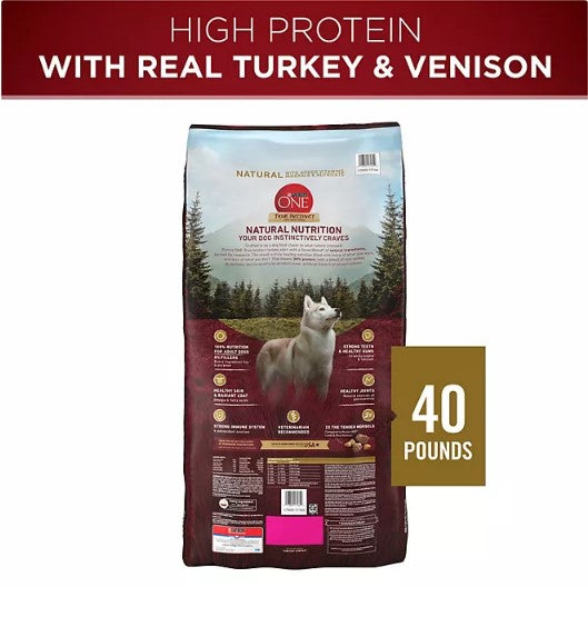 Purina ONE SmartBlend True Instinct Adult Dry Dog Food, Real Turkey & Venison (40 lbs.)