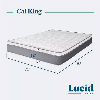 Lucid Limited 12” Plush Euro Top Hybrid Mattress