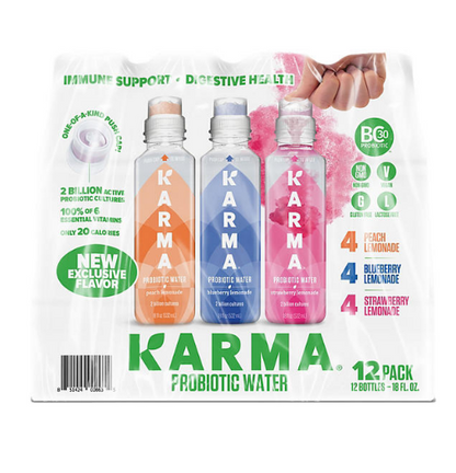 Karma Lemonade Probiotic Water Variety Pack (18 fl. oz., 12 pk.)