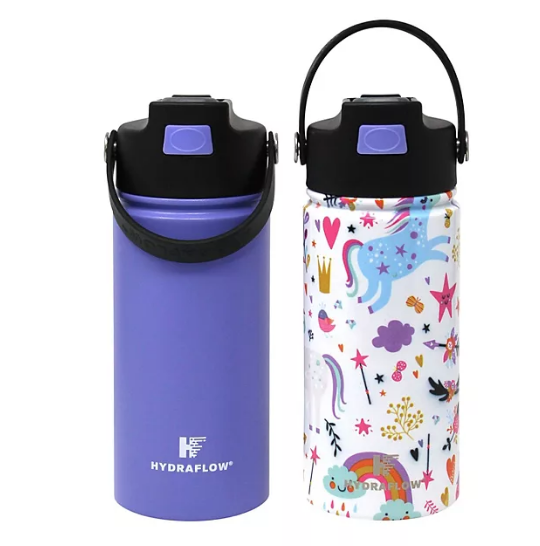 Hydraflow Kids Hybrid 14-oz Stainless Steel Insulated Bottles, 2 Pack (Assorted Colors)