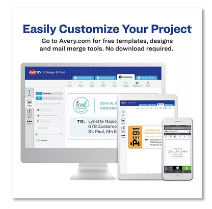 Avery Easy Peel Address Labels w/ Sure Feed Technology, Laser Printers, White, 250 Sheets/Pack