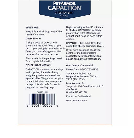 PetArmor CapAction Flea Tabs for Dogs 25+ lbs. (12 ct.)