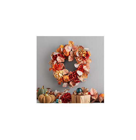 Member's Mark 26" Harvest Wreath, Dahlia/Pumpkin