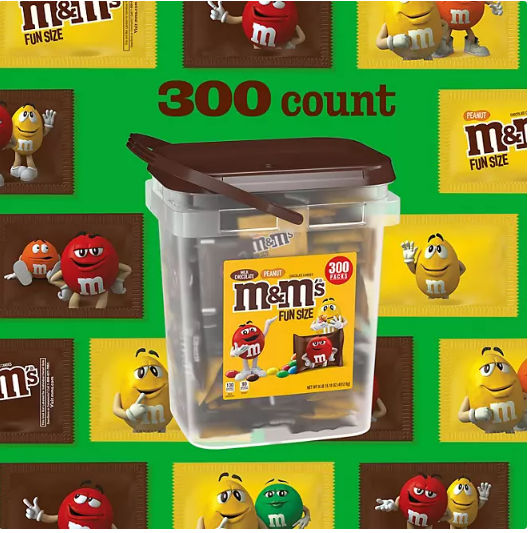 M&M's Milk Chocolate & Peanut Fun Size Bulk Halloween Candy (300 ct.)