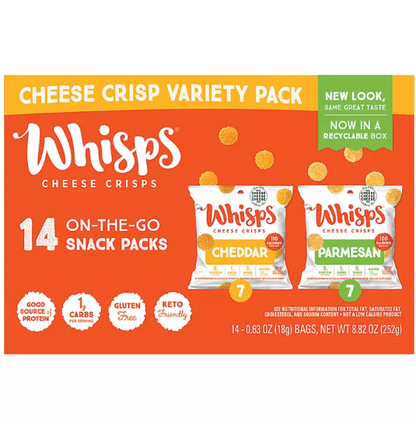 Whisps Parmesan and Cheddar Cheese Crisps Variety Pack (0.63 oz., 14 pk.)