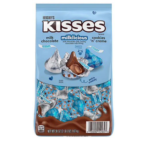 HERSHEY'S KISSES Assortment Bag with HERSHEY'S KISSES Milklicious, HERSHEY'S KISSES COOKIES 'N' CREME, HERSHEY'S KISSES Milk Chocolate (38 oz.)