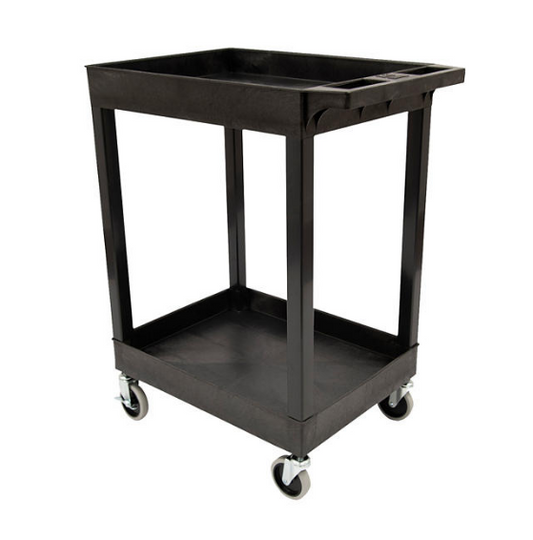 24" x 18" Plastic Utility Tub Cart - Two Shelf (Black)