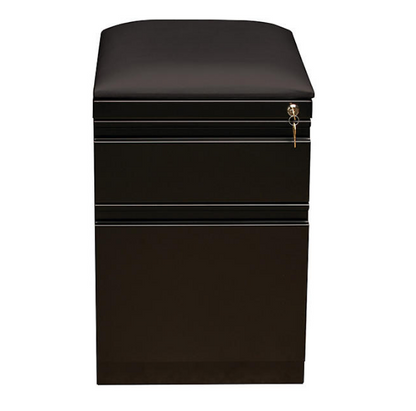 Hirsh 20" Deep 2-Drawer Mobile Pedestal File Cabinet With Seat Cushion, Black