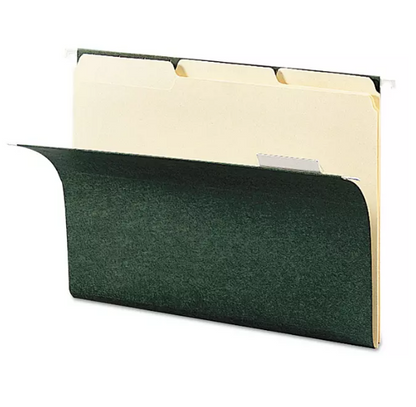 Smead 1/3 Cut Adjustable Positions Hanging File Folders, Green (Letter, 25ct.)