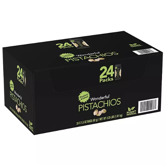 Wonderful Pistachios, Roasted and Salted (1.5 oz., 24 ct.)